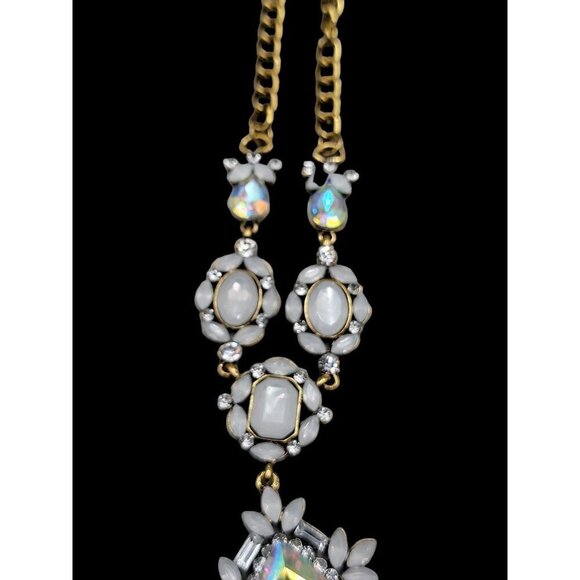 Aurora Borealis Teardrop Pendant Necklace 20" Statememt Chain Lot of Sparkle - Picture 4 of 10